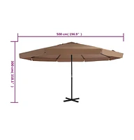 vidaXL Outdoor Parasol with Aluminum Pole 196.9" Taupe