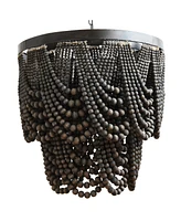 Storied Home 2-Tier Draped Wood Bead Chandelier