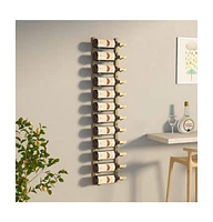 vidaXL Wall Mounted Wine Rack for 12 Bottles Gold Iron