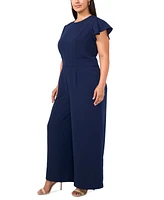 Msk Plus Flutter-Sleeve Tie-Back Jumpsuit