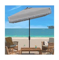 Safavieh Milan Fringe 7.5 Ft Square Crank Umbrella