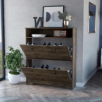 Cranberry 2-Shelf Shoe Rack Dark Brown