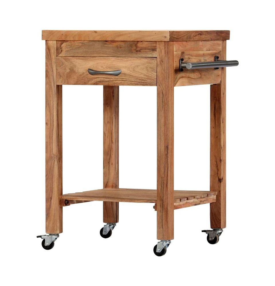 vidaXL Kitchen Trolley 22.8"x22.8"x35" Solid Wood Acacia