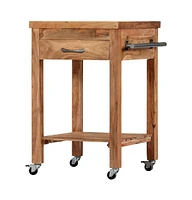 vidaXL Kitchen Trolley 22.8"x22.8"x35" Solid Wood Acacia