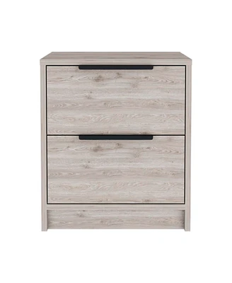 Simplie Fun Kaia Nightstand, Two Drawers, Metal Handle