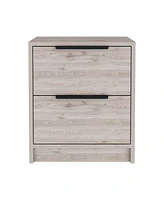 Simplie Fun Kaia Nightstand, Two Drawers, Metal Handle