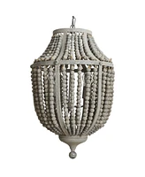 Storied Home Draped Wood Bead Chandelier Grey