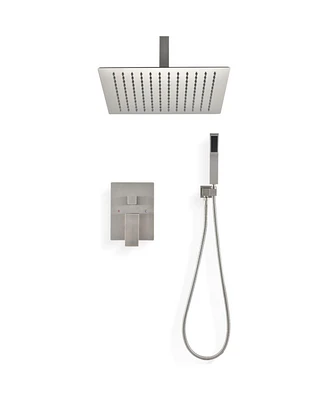 Simplie Fun Ceiling Mounted Shower System Combo Set With Handheld And 12" Shower Head