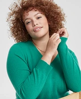 Charter Club Plus Size 100% Cashmere V-Neck Sweater, Created for Macy's