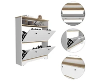 Cranberry 2-Shelf Shoe Rack Light Oak And White
