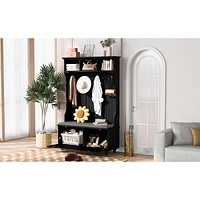 Streamdale Furniture Multifunctional Entryway Bench with Coat Rack and Storage