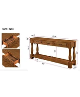 Streamdale Furniture 63" Wood Console Table with Drawers & Shelf, Easy Assembly