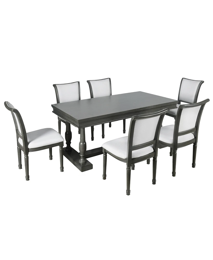 Streamdale Furniture 7-Piece Trestle Dining Set with 6 Upholstered Chairs