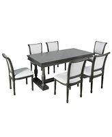 Streamdale Furniture 7-Piece Trestle Dining Set with 6 Upholstered Chairs