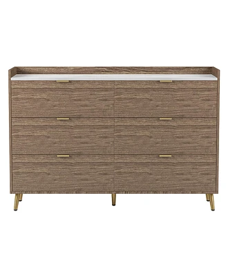 Simplie Fun Modern 6-Drawer Dresser with Marble Top