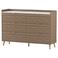 Streamdale Furniture Modern 6-Drawer Dresser with Marble Top