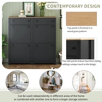 Streamdale Furniture Modern Black Shoe Cabinet with 4 Flip Drawers