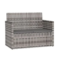 vidaXL Patio Bench with Cushions Gray 41.3" Poly Rattan