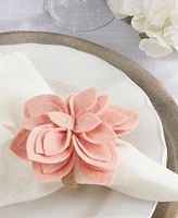 Saro Lifestyle Felt Blossom Napkin Ring Set of 4,Set