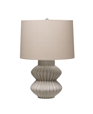 Storied Home Fluted Terra-cotta Table Lamp with Linen Shade Distressed White