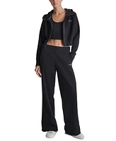 Dkny Women's Stud Logo Hooded Zip-Front Fleece Sweatshirt