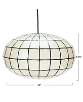 Storied Home Oblong Capiz Ceiling Light White and Black