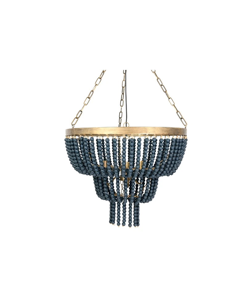 Storied Home 2-Tier Draped Wood Bead Chandelier