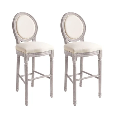 vidaXL Bar Stools 2 pcs White Linen