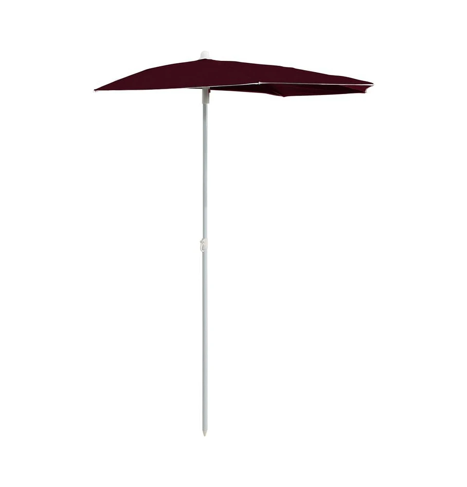 vidaXL Garden Half Parasol with Pole 70.9"x35.4" Bordeaux Red