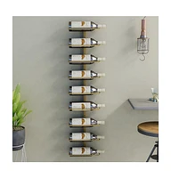 vidaXL Wall-mounted Wine Rack for 9 Bottles Gold Iron