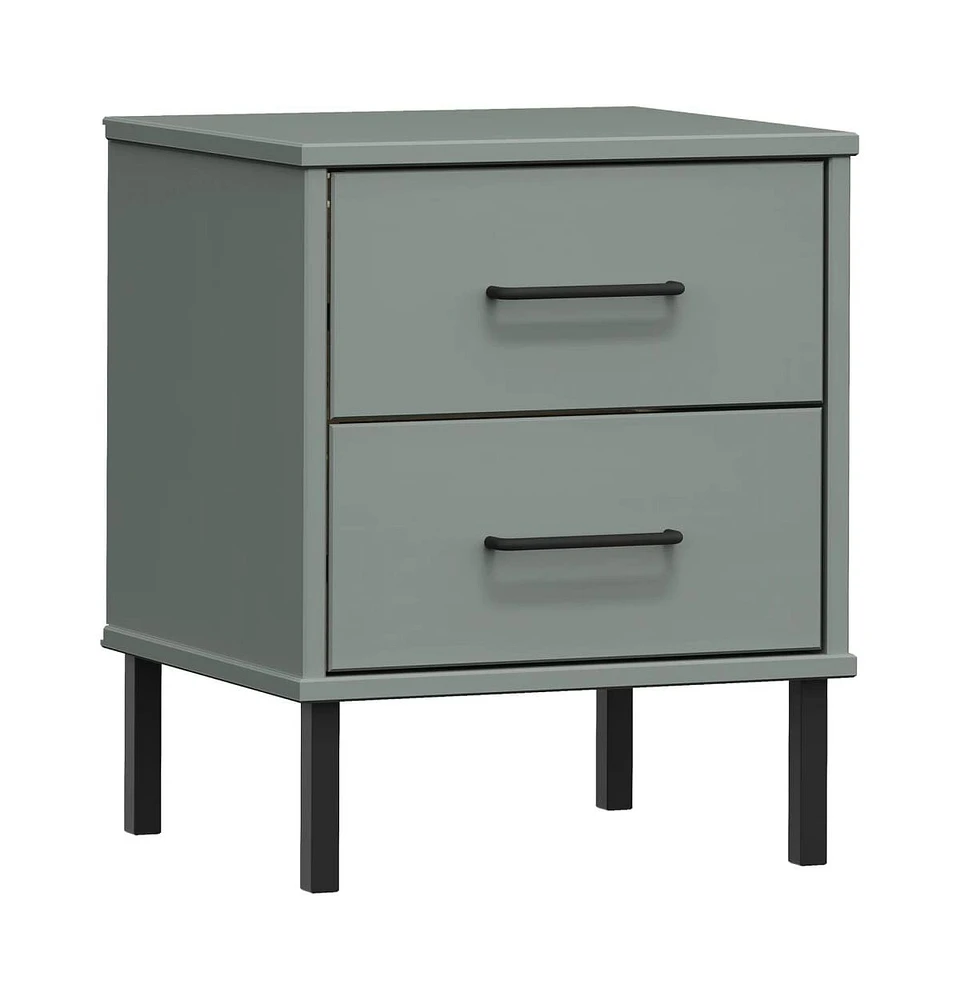 vidaXL Bedside Cabinet with Metal Legs Solid Wood Pine Oslo