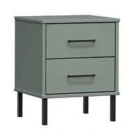 vidaXL Bedside Cabinet with Metal Legs Solid Wood Pine Oslo