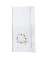 Saro Lifestyle Christmas Wreath Embroidered Napkin Set of 6, 20"x20"