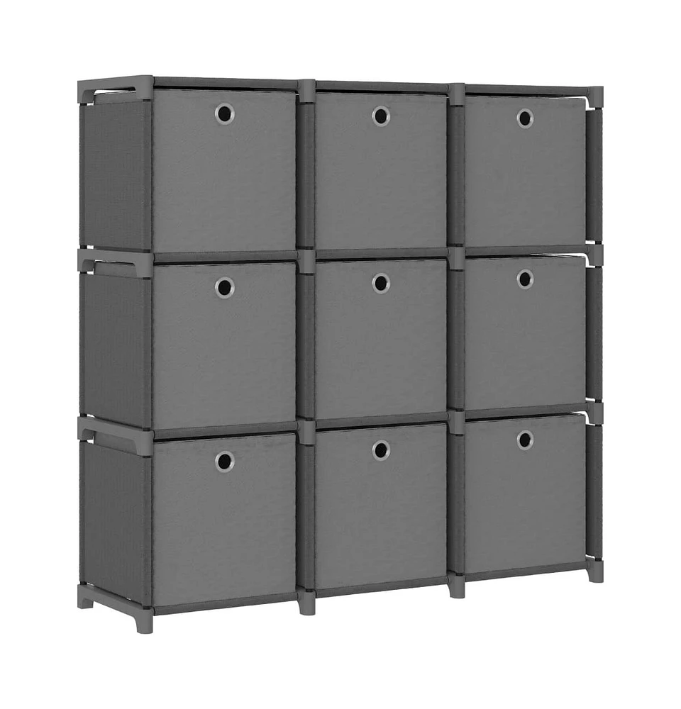 vidaXL 9-Cube Display Shelf with Boxes Gray 40.6"x11.8"x42.3" Fabric