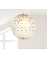 Storied Home Capiz Honeycomb Globe Pendant Light Capiz White Seashells