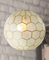 Storied Home Capiz Honeycomb Globe Pendant Light Capiz White Seashells