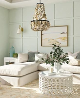 Storied Home Metal and Draped Oyster Shell Chandelier Black and Natural