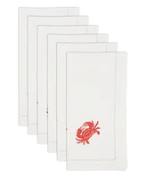 Saro Lifestyle Ocean Treasures Embroidered Crab Napkin Set of 6, 20"x20"