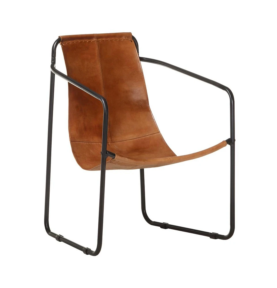 vidaXL Relaxing Armchair Brown Real Leather