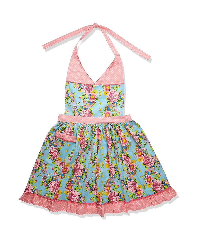 Design Imports Blue Pink Floral Apron