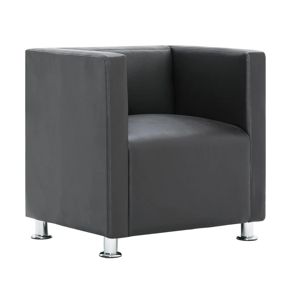 vidaXL Cube Armchair Gray Faux Leather