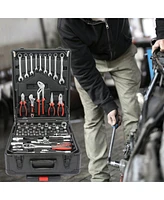 Hand Tool Box With 4 Layers Of Toolset And Wheels