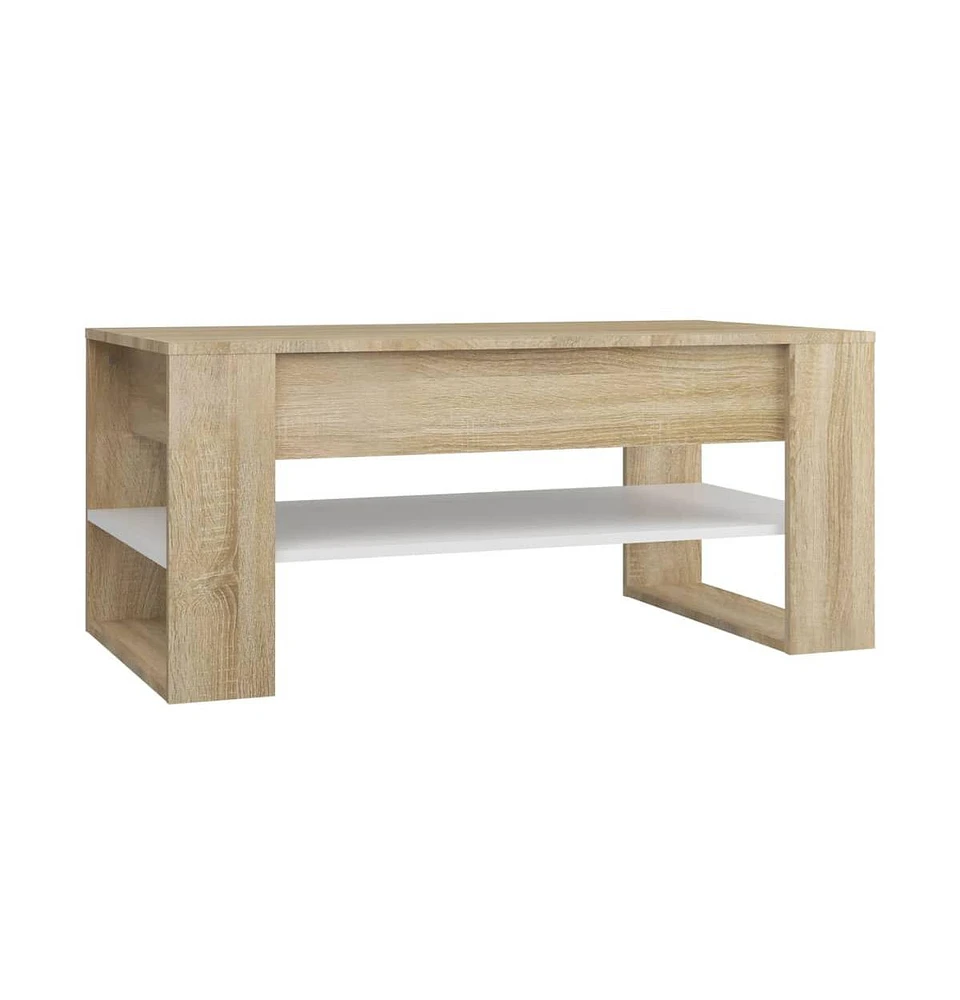 vidaXL Coffee Table White and Sonoma Oak 40.2"x21.7"x17.7" Engineered Wood