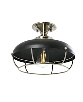 Robert Stevenson Lighting Presley - Caged Dome Metal Semi-Flush Mount Ceiling Light Brushed Nickel