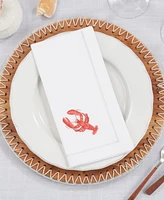 Saro Lifestyle Ocean Treasures Embroidered Lobster Napkin Set of 6, 20"x20"