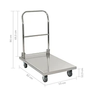 vidaXL Platform Wagon Silver 32.3"x20.9"x33.9" Stainless Steel