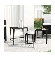 vidaXL Nesting Tables 3 pcs Black Poly Rattan