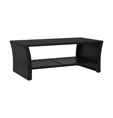 vidaXL Coffee Table Black 39.4"x19.7"x15.7" Poly Rattan