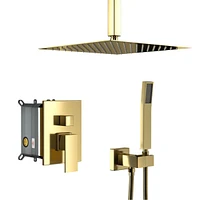 10" Rain Shower Head Systems, Gold, Ceiling Mounted Shower