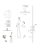 Streamdale Furniture 16" Rain Shower Head Systems With Waterfall Tub Spout, Brushed Nickel, Ceiling Mounted Shower